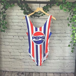 Pepsi | Retro Red White & Blue One Piece Swim L